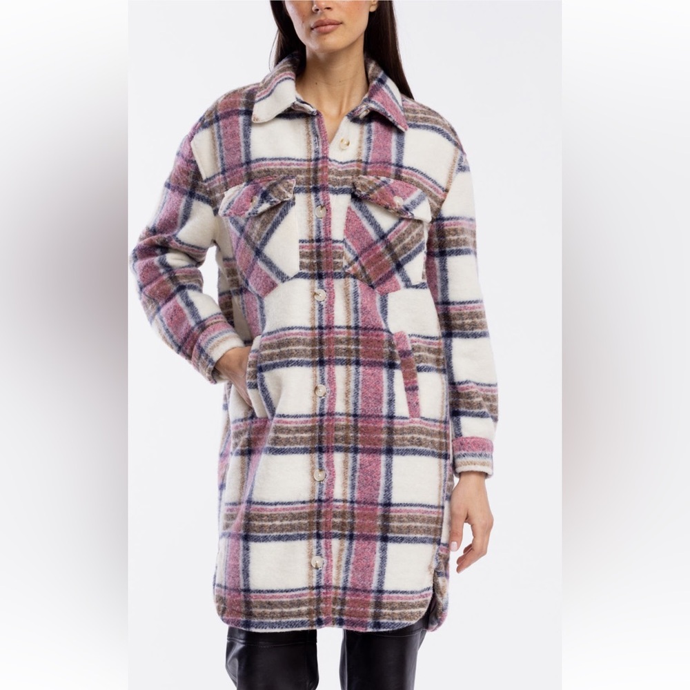 NWOT- BlankNYC Plaid Long Jacket